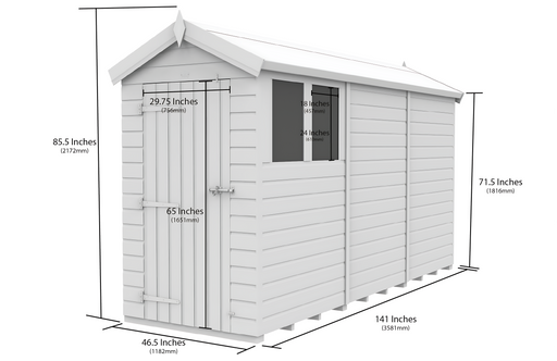 4ft x 12ft Apex Shed