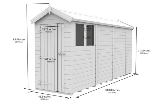 5ft x 15ft Apex Shed
