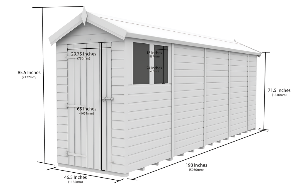4ft x 17ft Apex Security Shed