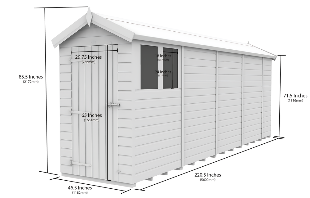5ft x 18ft Apex Shed
