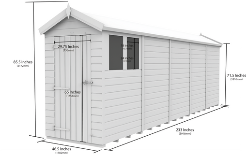 5ft x 19ft Apex Shed