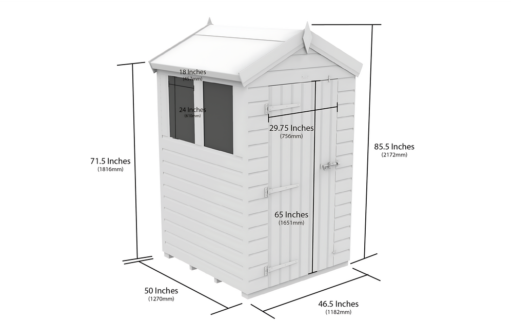 5ft x 4ft Apex Shed