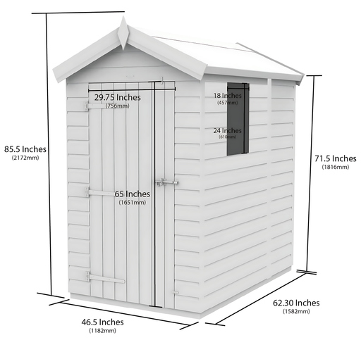 4ft x 5ft Apex Security Shed