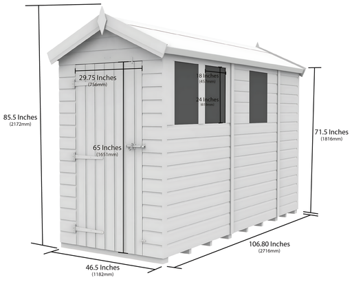 4ft x 9ft Apex Security Shed