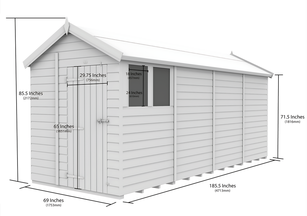 6ft x 16ft Apex Shed