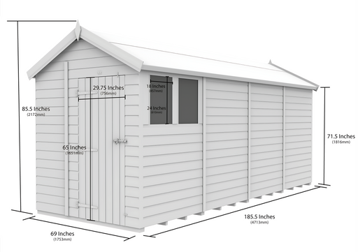 6ft x 16ft Apex Shed