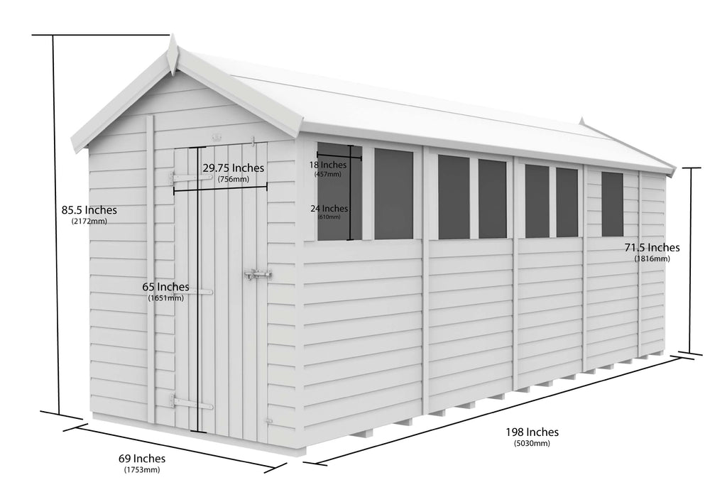 6ft x 17ft Apex Security Shed
