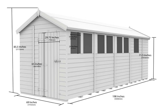 6ft x 17ft Apex Security Shed