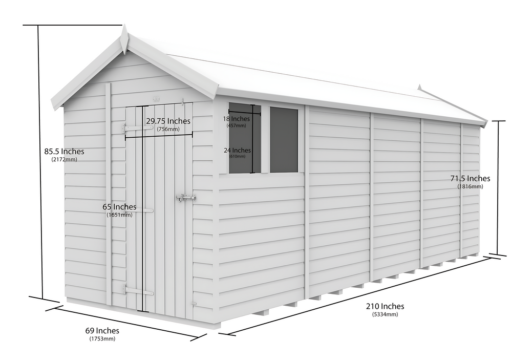 6ft x 18ft Apex Security Shed