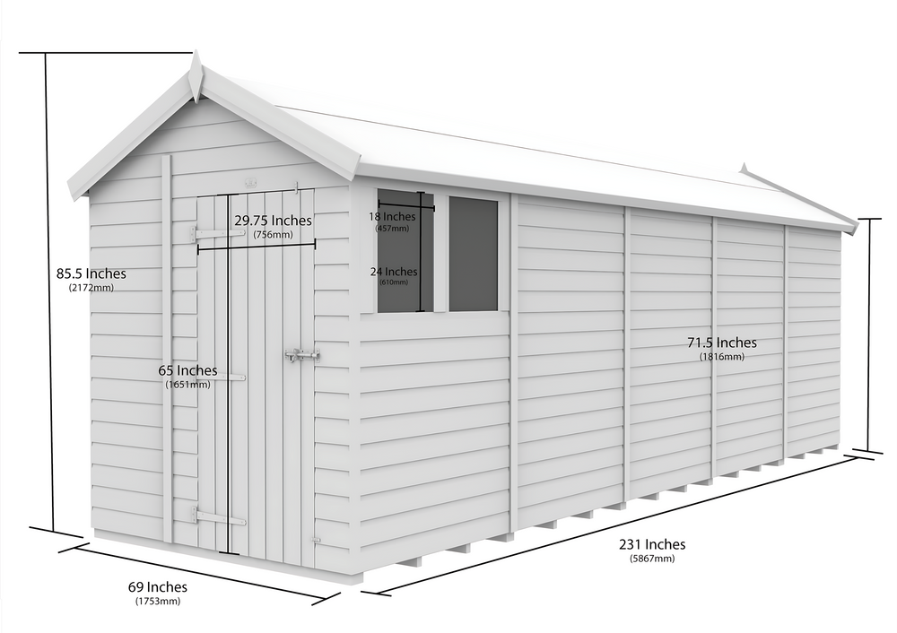 6ft x 20ft Apex Security Shed