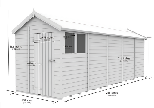 6ft x 20ft Apex Security Shed