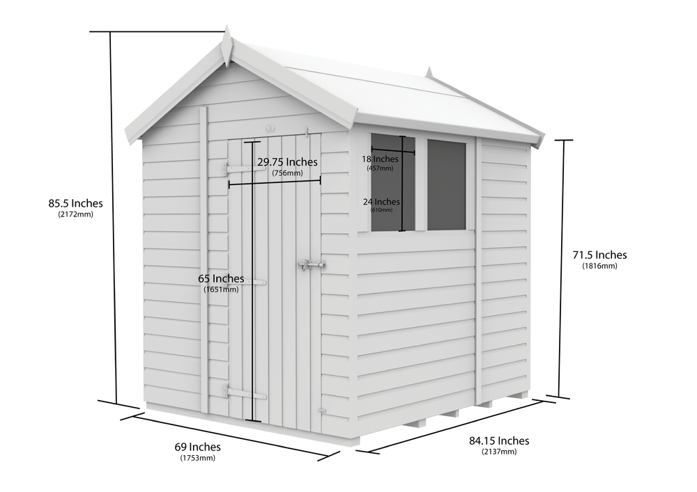 6ft x 7ft Apex Security Shed