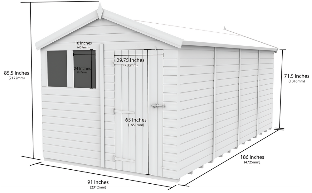 8ft x 16ft Apex Shed