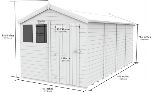 8ft x 16ft Apex Shed