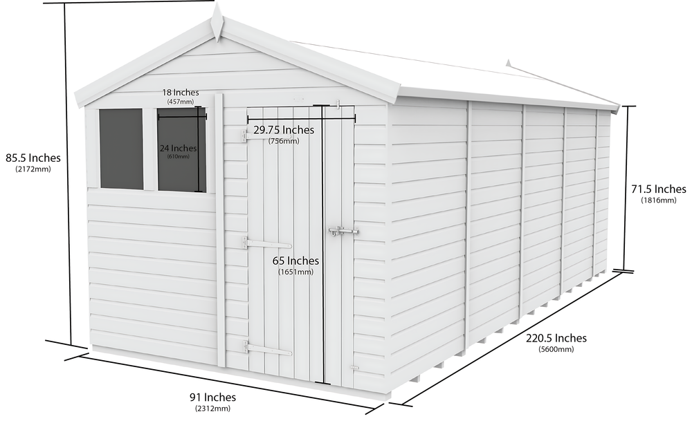 8ft x 19ft Apex Shed