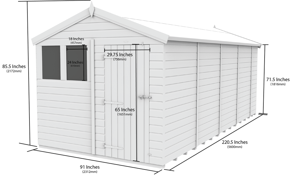 8ft x 19ft Apex Security Shed