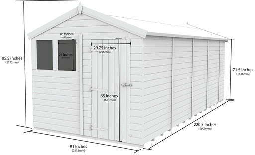 8ft x 19ft Apex Security Shed