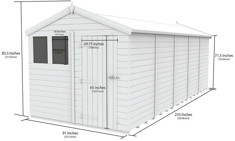 8ft x 20ft Apex Shed