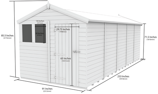 8ft x 20ft Apex Shed