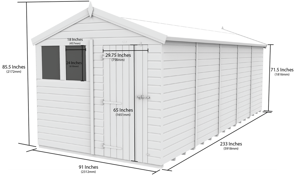 8ft x 20ft Apex Security Shed