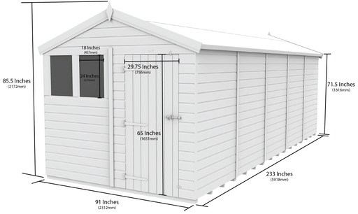 8ft x 20ft Apex Security Shed
