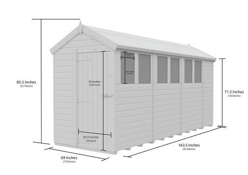 5ft x 14ft Apex Security Shed