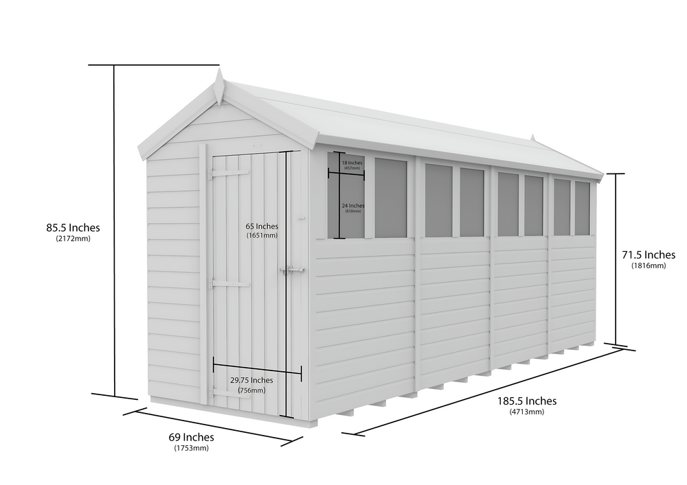 5ft x 16ft Apex Security Shed