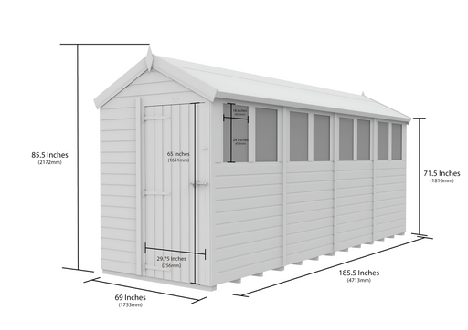 5ft x 16ft Apex Security Shed