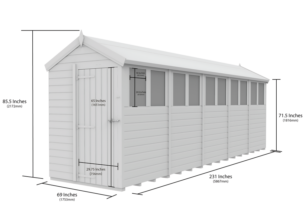 5ft x 20ft Apex Security Shed