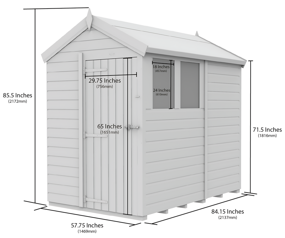 5ft x 7ft Apex Security Shed
