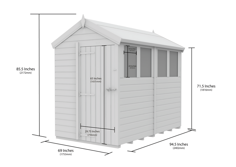 5ft x 8ft Apex Security Shed