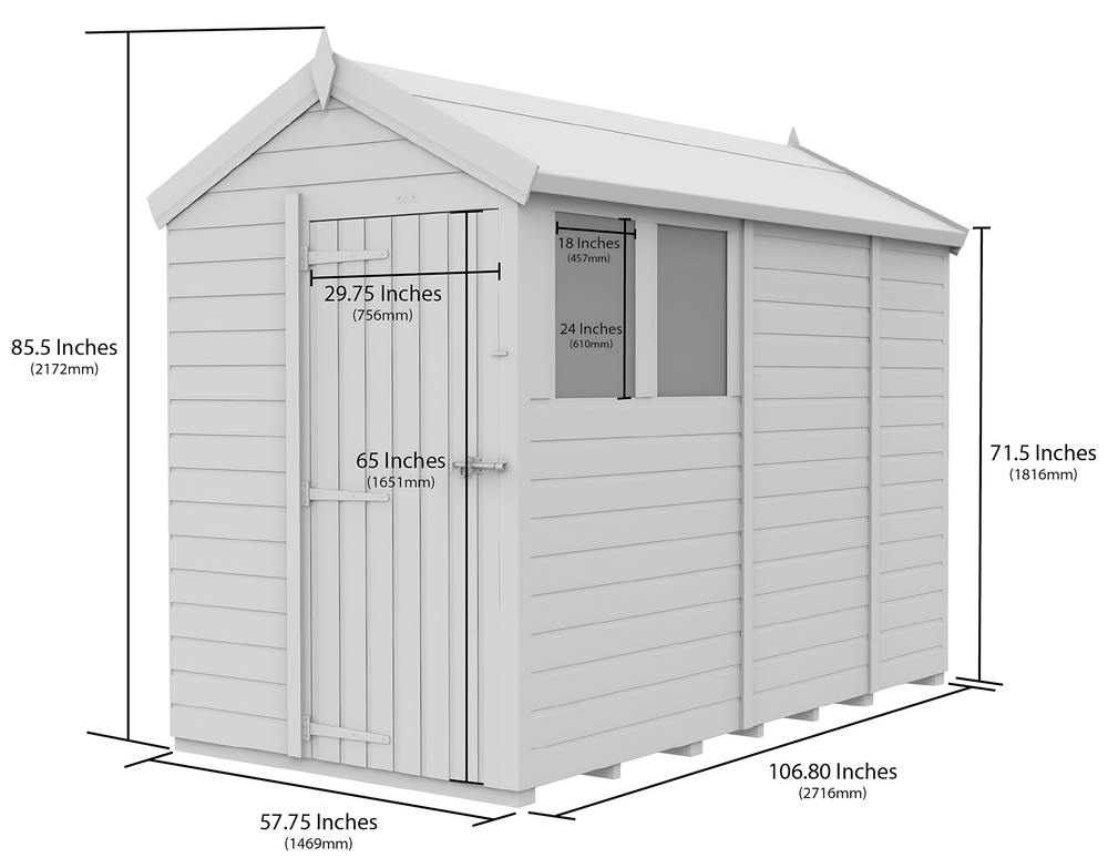 5ft x 9ft Apex Security Shed