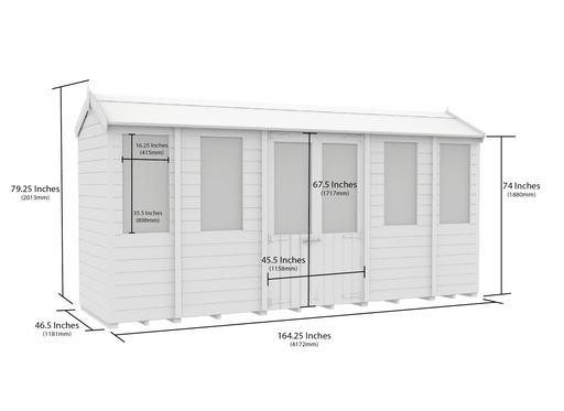 4ft x 14ft Apex Summer House