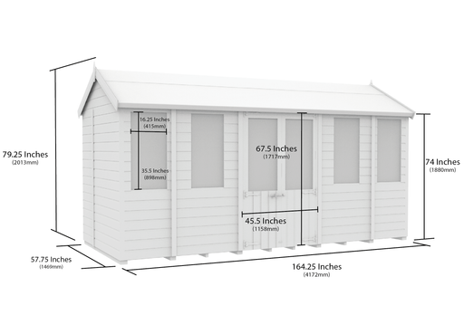 5ft x 14ft Apex Summer House