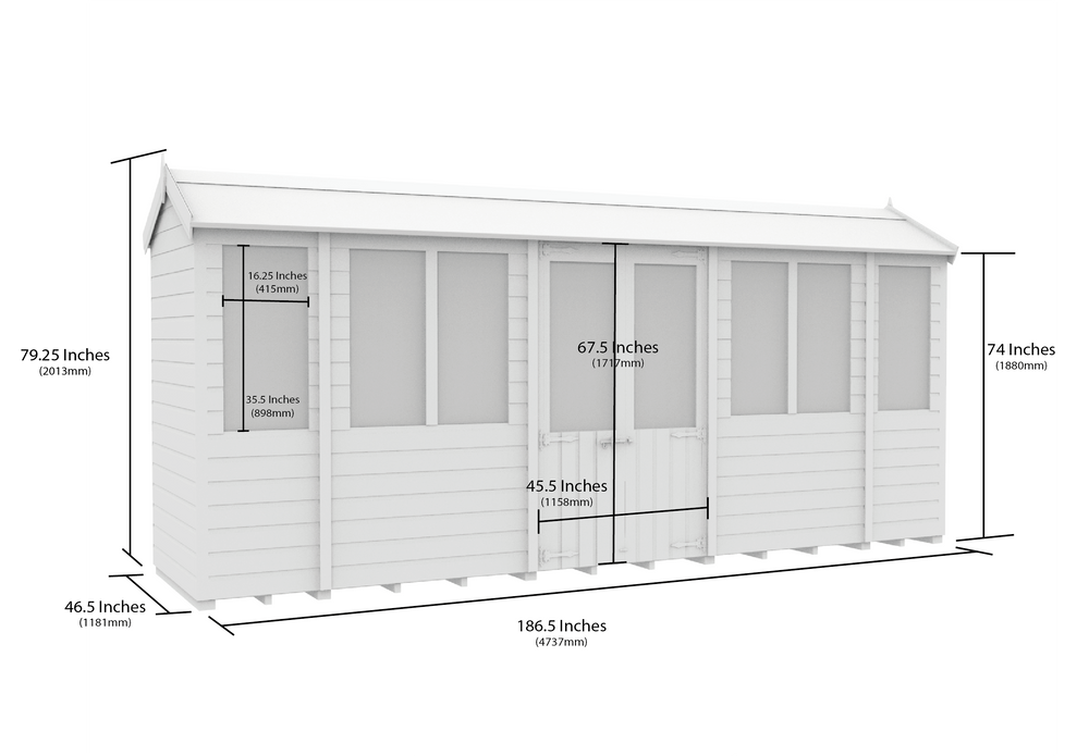 4ft x 18ft Apex Summer House