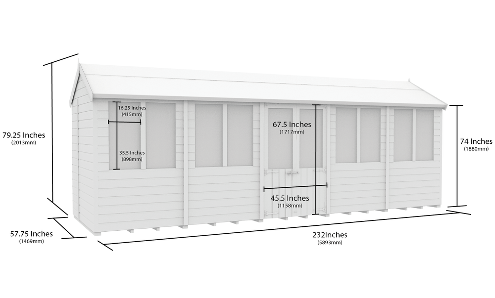 4ft x 20ft Apex Summer House