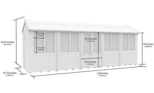 4ft x 20ft Apex Summer House
