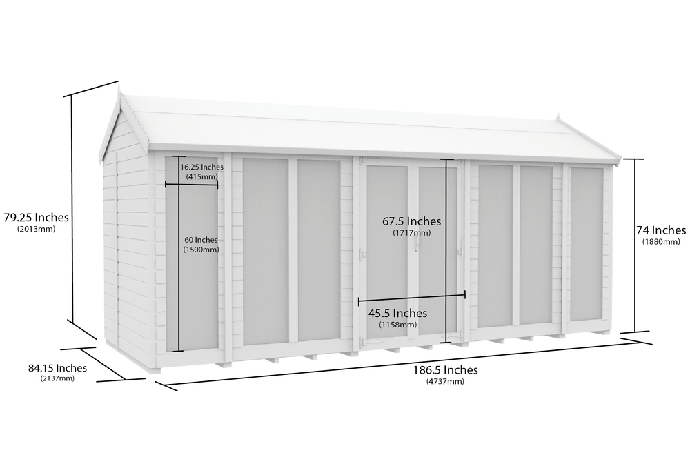 7ft x 16ft Apex Summer House (Full Height Window)