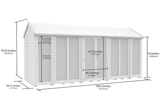 7ft x 16ft Apex Summer House (Full Height Window)