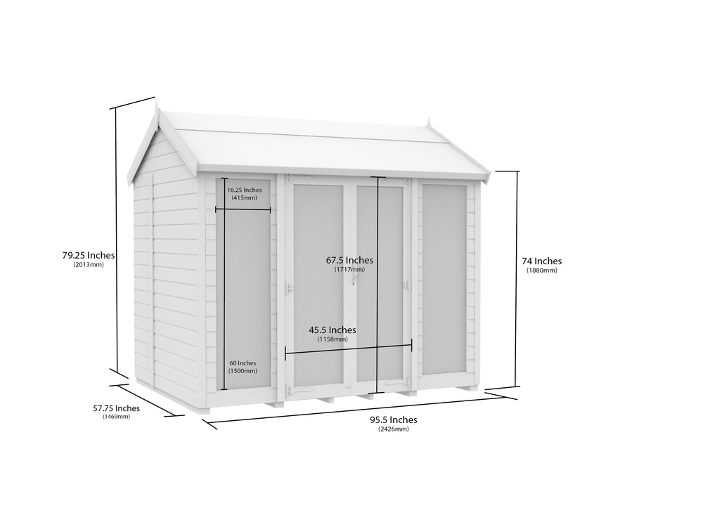 5ft x 10ft Apex Summer House (Full Height Window)