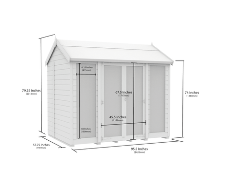 5ft x 10ft Apex Summer House (Full Height Window)