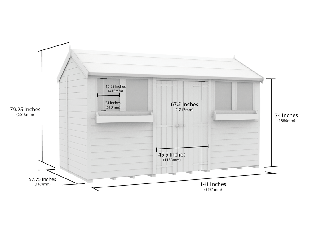 5ft x 12ft Apex Summer Shed