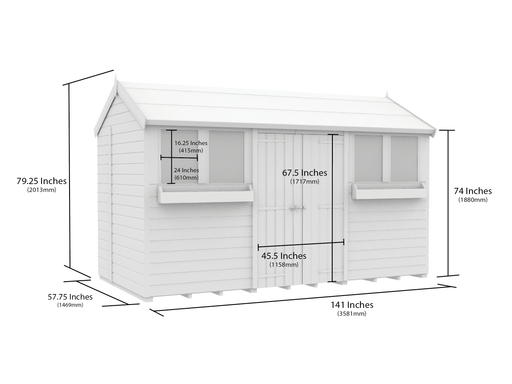 5ft x 12ft Apex Summer Shed