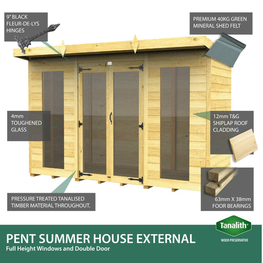 4ft Pent Summer House (Full Height Window)