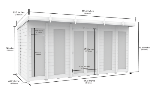 6ft x 14ft Pent Summer House (Full Height Window)