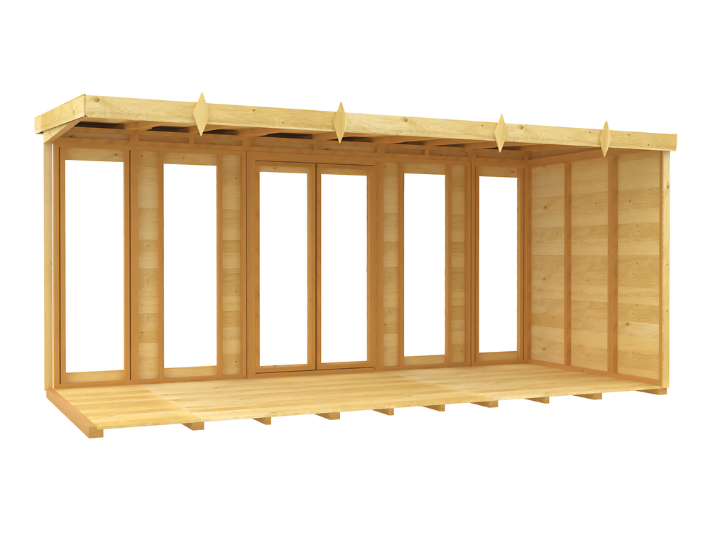 6ft x 14ft Pent Summer House (Full Height Window)