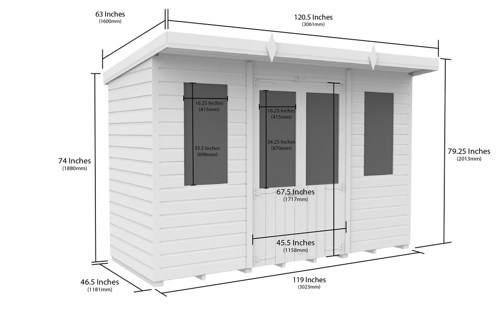 4ft x 10ft Pent Summer House