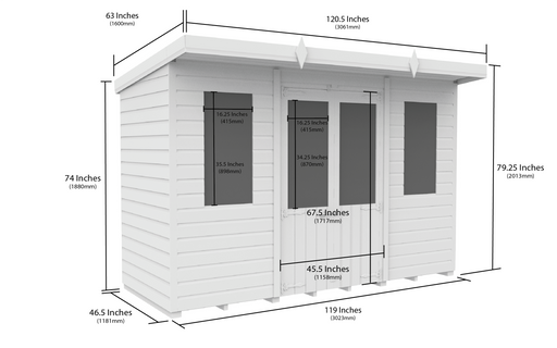 4ft x 10ft Pent Summer House