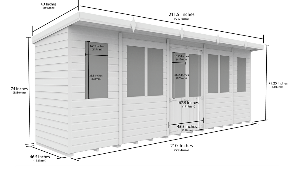 4ft x 18ft Pent Summer House