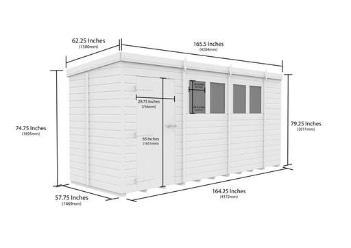 5ft x 14ft Pent Security Shed